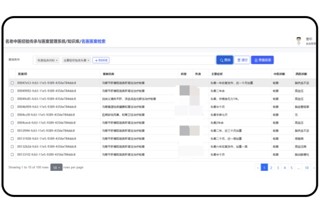 知識庫名醫(yī)醫(yī)案檢索，助力用戶查詢。